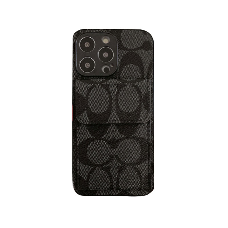 Klasické pouzdro na iPhone s peněženkou tmavě hnědé-HP240513