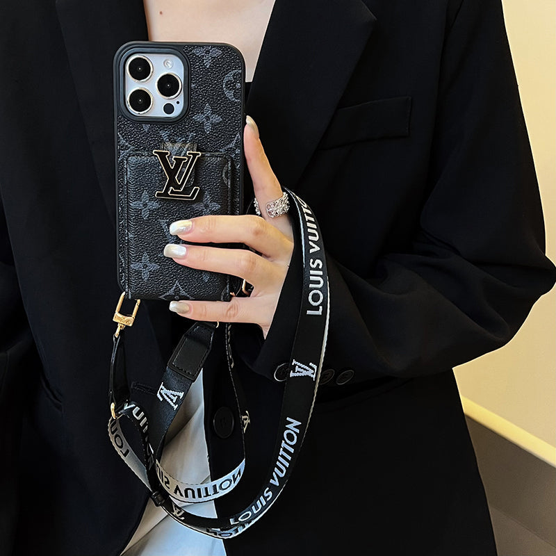 Luxusní Card Bag Řetízkové černé pouzdro na iPhone