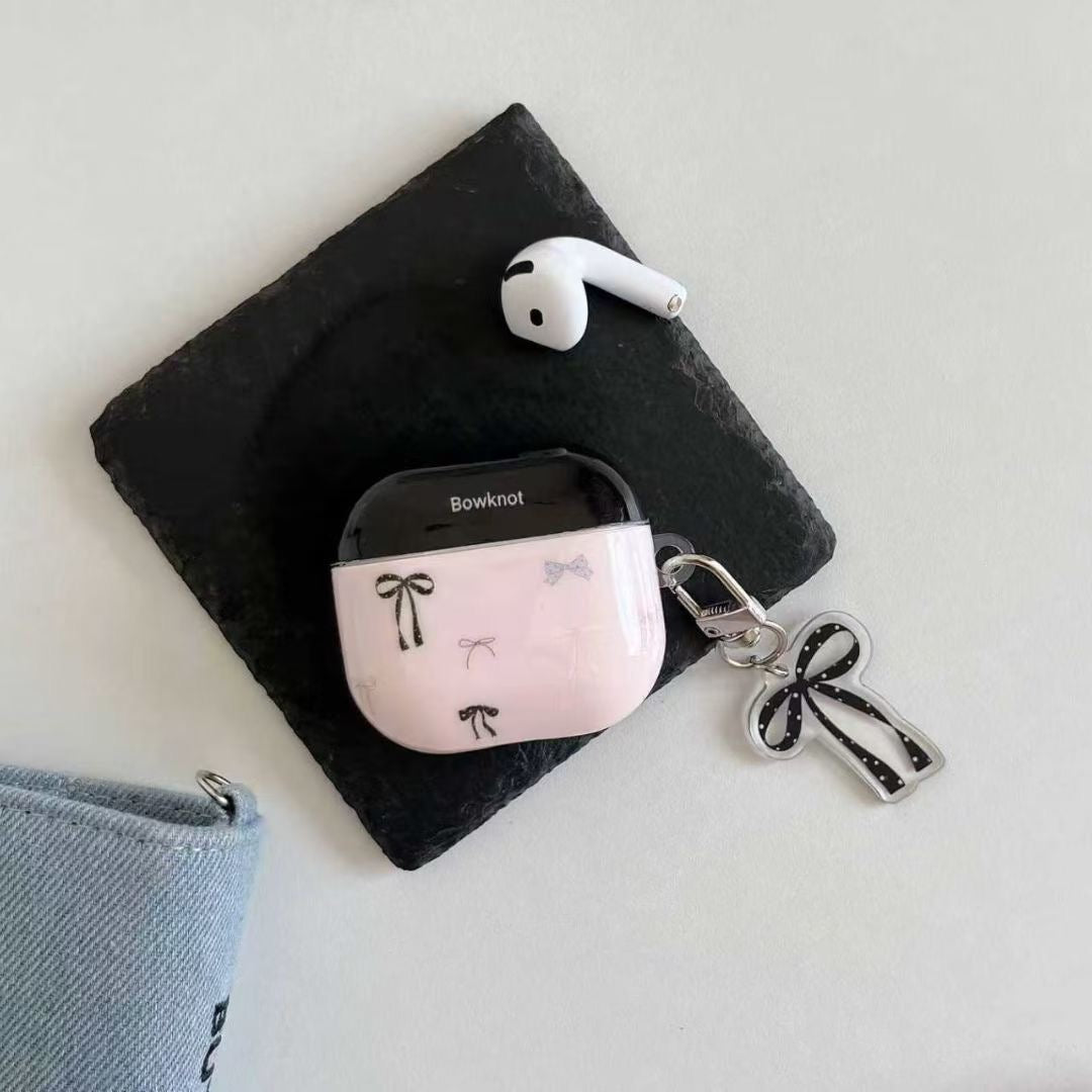 Cás AirPods Pink Bow le Charm Ribín