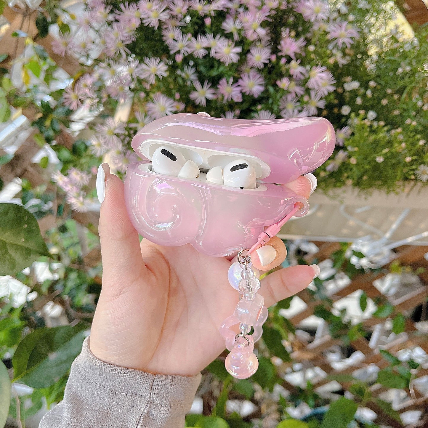 Etui na słuchawki AirPods Angel Wing z zawieszką w kształcie perełek Pearl &
