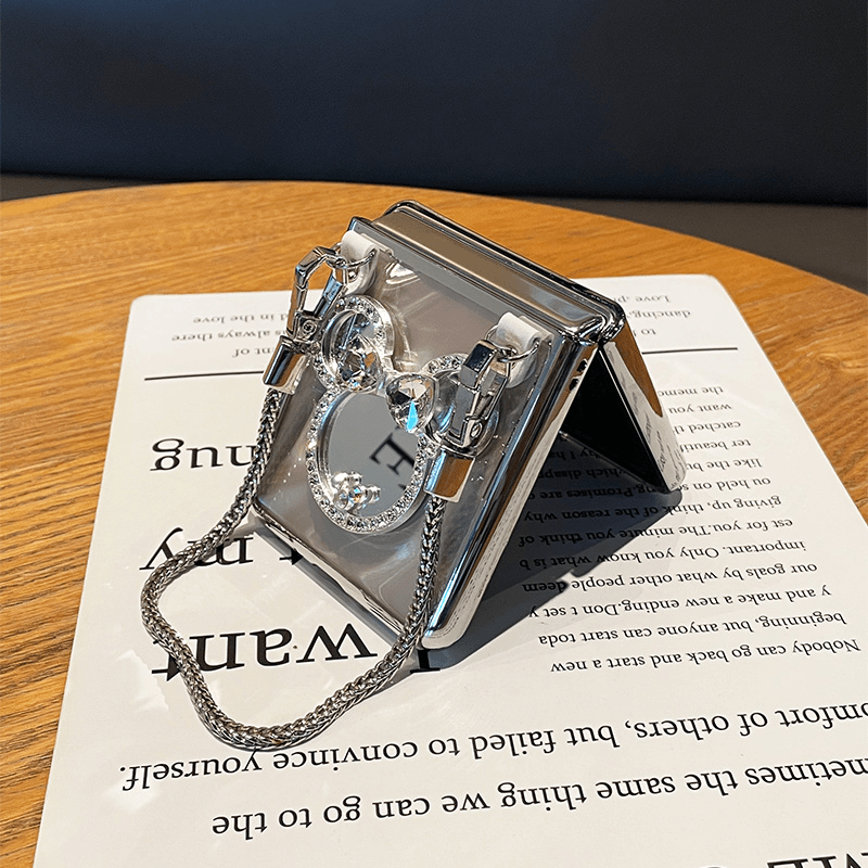 Samsung Makeup Mirror Hand Hopeaketju Galaxy Z Flip 6/5/4/3 Suojakuori