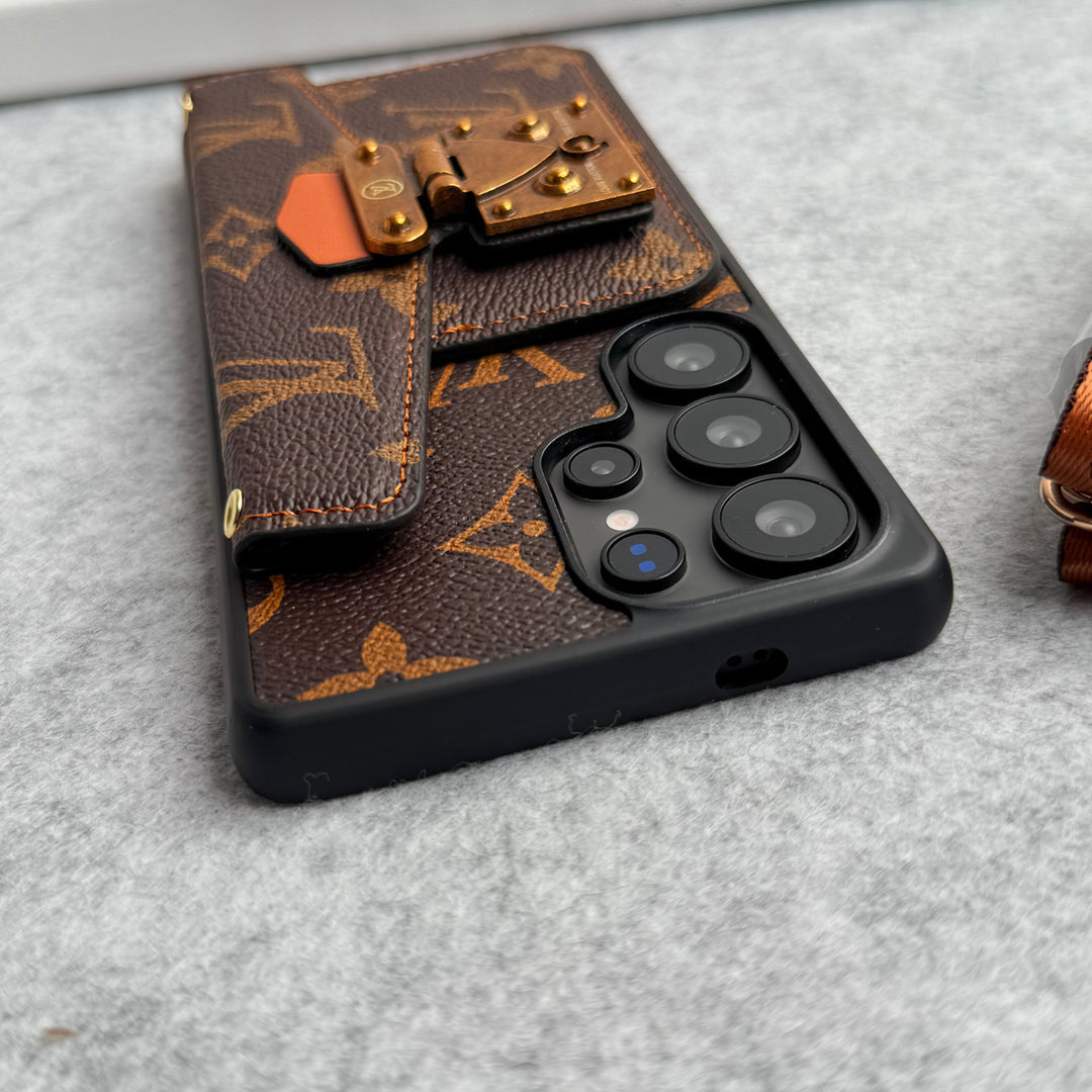 MERKI NAHKAINEN KORTTITEDIKKO SLOT LUKKO SLING KOTELO SAMSUNG GALAXYlle