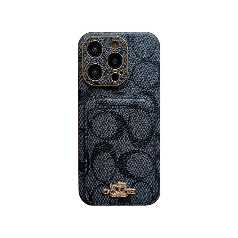 Klasické pouzdro na iPhone s držákem na kartu Coffee -KB241651