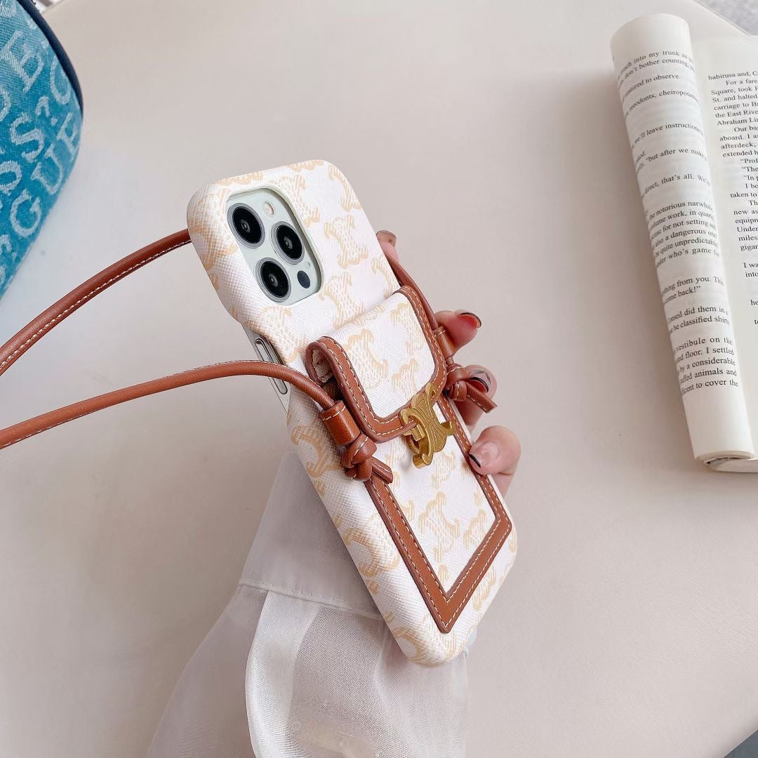 Бела Целине навлака за иПхоне са држачем за картице -ЛХ240109