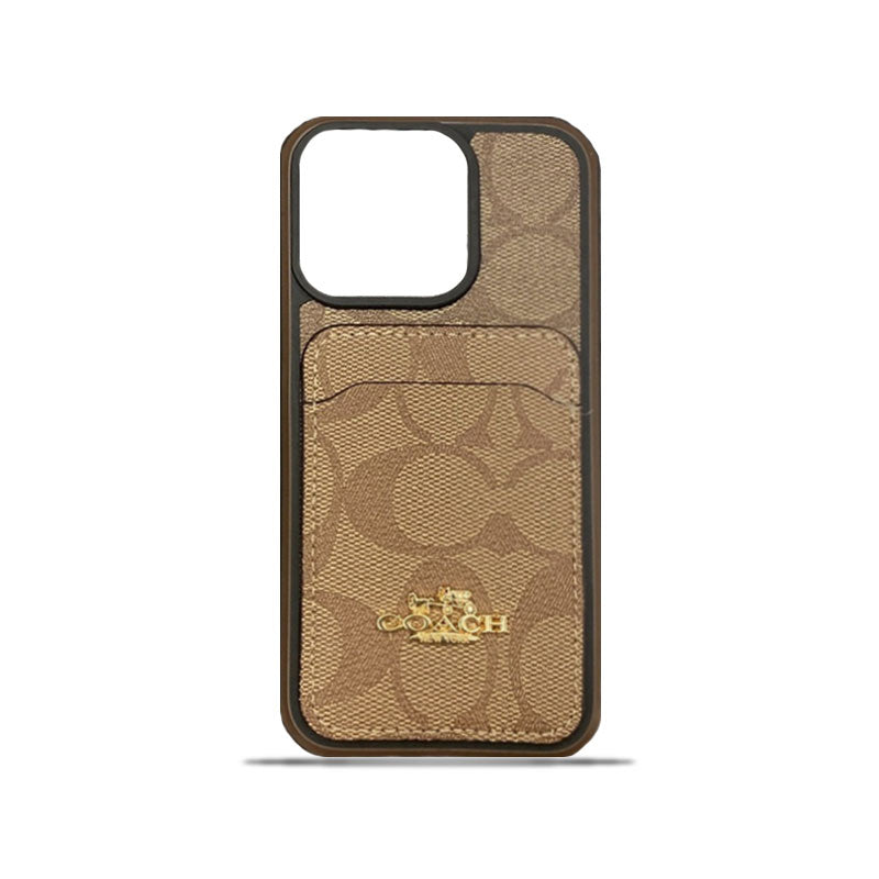 Klasické pouzdro na iPhone s držákem na kartu Coffee -KB241416