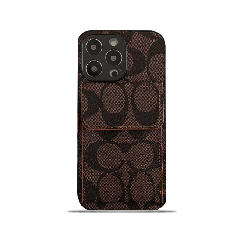 Klasické pouzdro na iPhone s peněženkou tmavě hnědé-HP240513