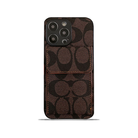 Klassiskt iPhonefodral med plånbok Mörkbrun-HP240513