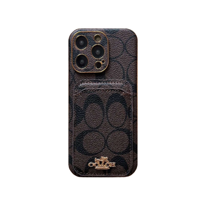 Klasické pouzdro na iPhone s držákem na kartu Coffee -KB241651