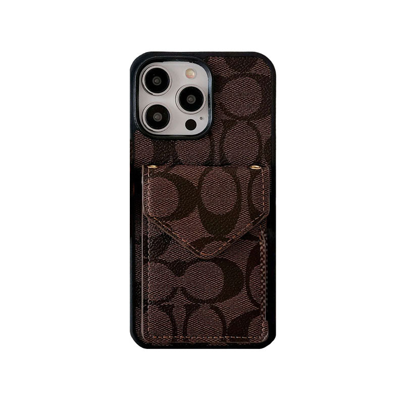 Klasické pouzdro na iPhone s držákem karty a popruhem světle černé -SJ240513