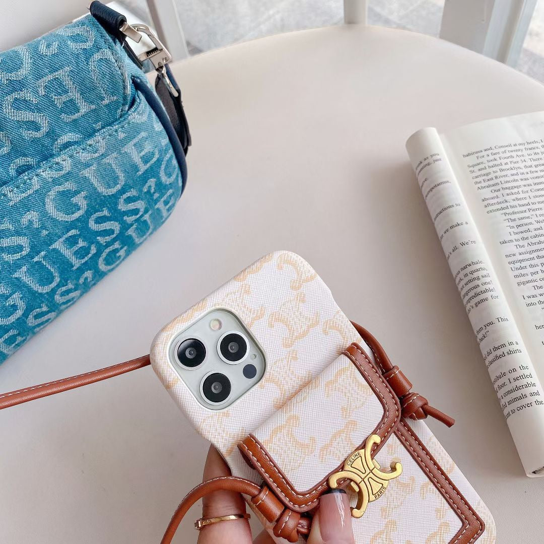 Бела Целине навлака за иПхоне са држачем за картице -ЛХ240109