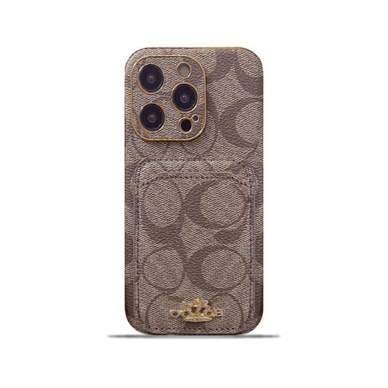 Klasické pouzdro na iPhone s držákem na kartu Coffee -KB241651