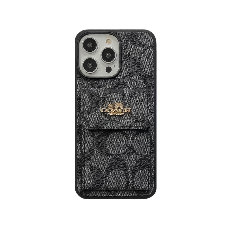 Klasické pouzdro na iPhone s držákem na kartu Peněženka Coffee -SZK240425