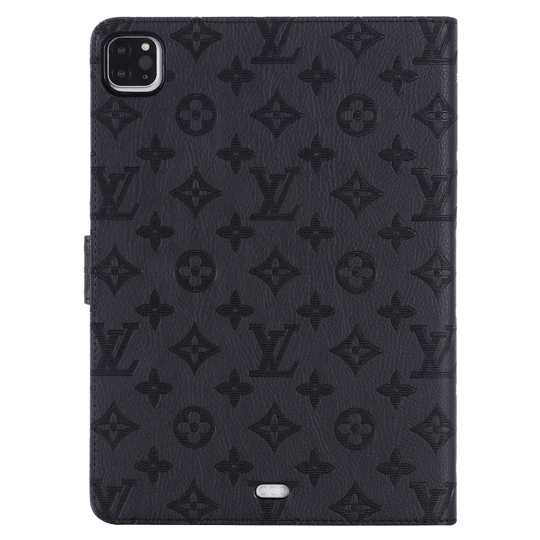 Fondina con monogramma in tela goffrata 3D Apple iPad Flip Cover con funzione di supporto