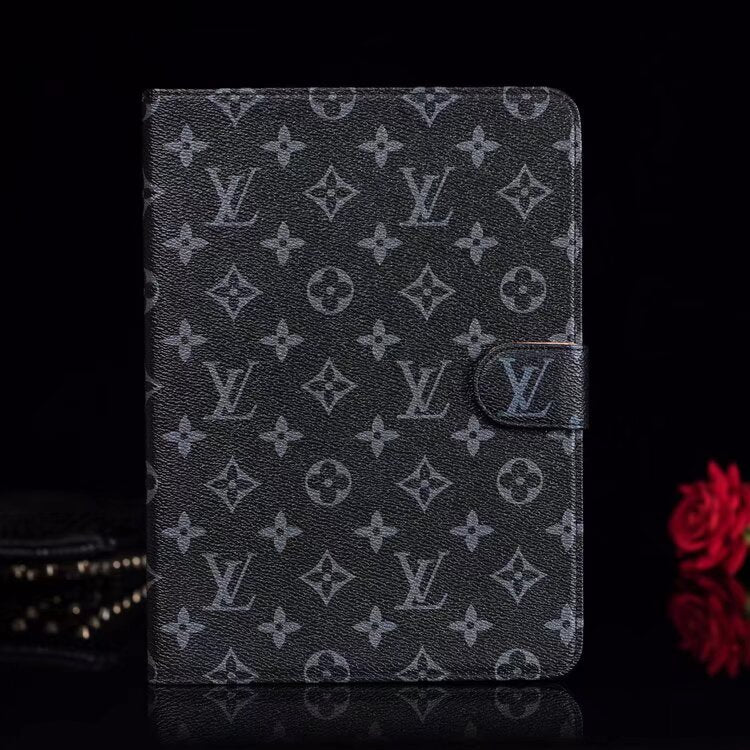 Luxusní Canvas Monogram Kůže Fresh Summer Theme Pattern Pouzdro Apple iPad Black