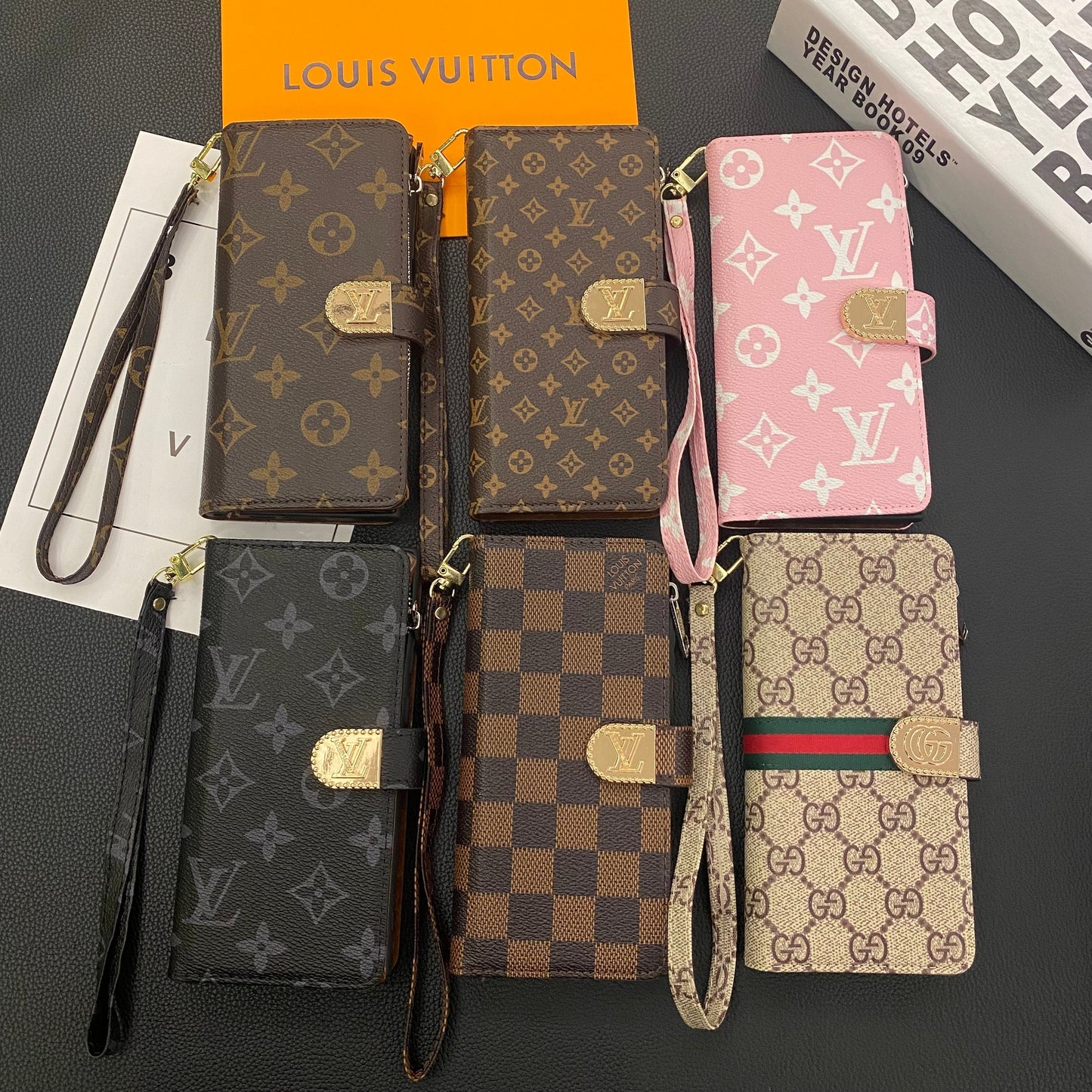 MONOGRAM PLÁTNĚ KOŽENÁ PENĚŽENKA POUZDRO NA MOBIL NA MOBIL SAMSUNG