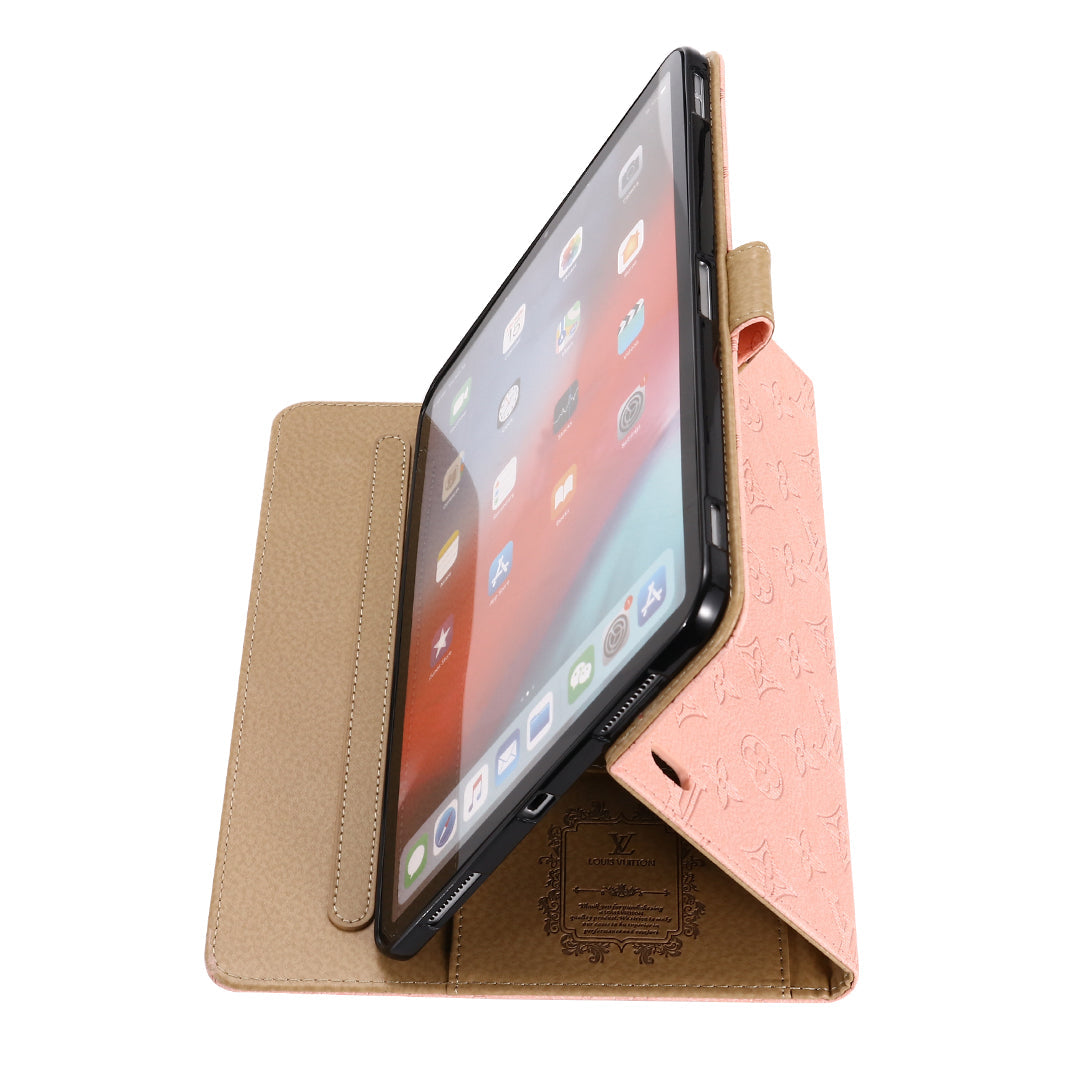 Fondina con monogramma in tela goffrata 3D Apple iPad Flip Cover con funzione di supporto