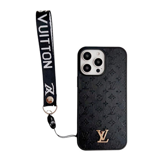 Lyxigt brunt handkedja iPhonefodral
