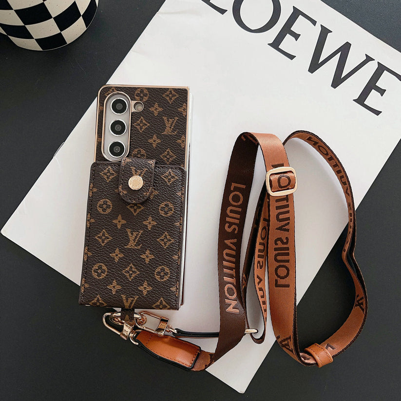 LUXUSNÍ ELEKTROPLICOVACÍ MONOGRAMOVÝ DRŽÁK KARTY CROSSBODY SAMSUNG Z FOLD POUZDRO