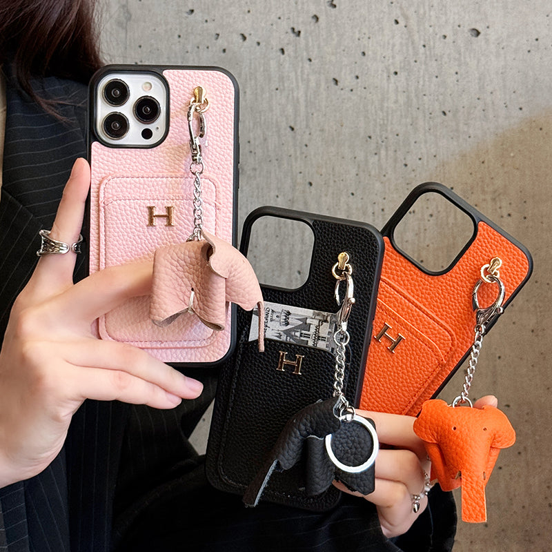 Kožené pouzdro na iPhone s přívěskem H Card Holder