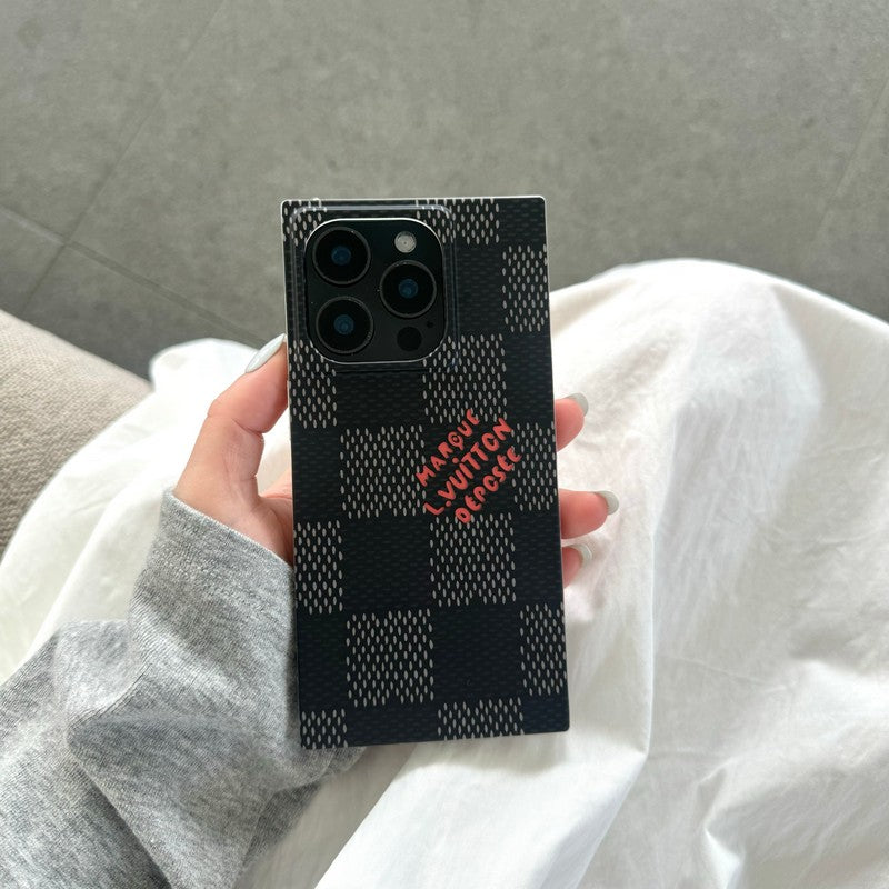 Luxusní černé<lAMP>bílé čtvercové pouzdro na iPhone