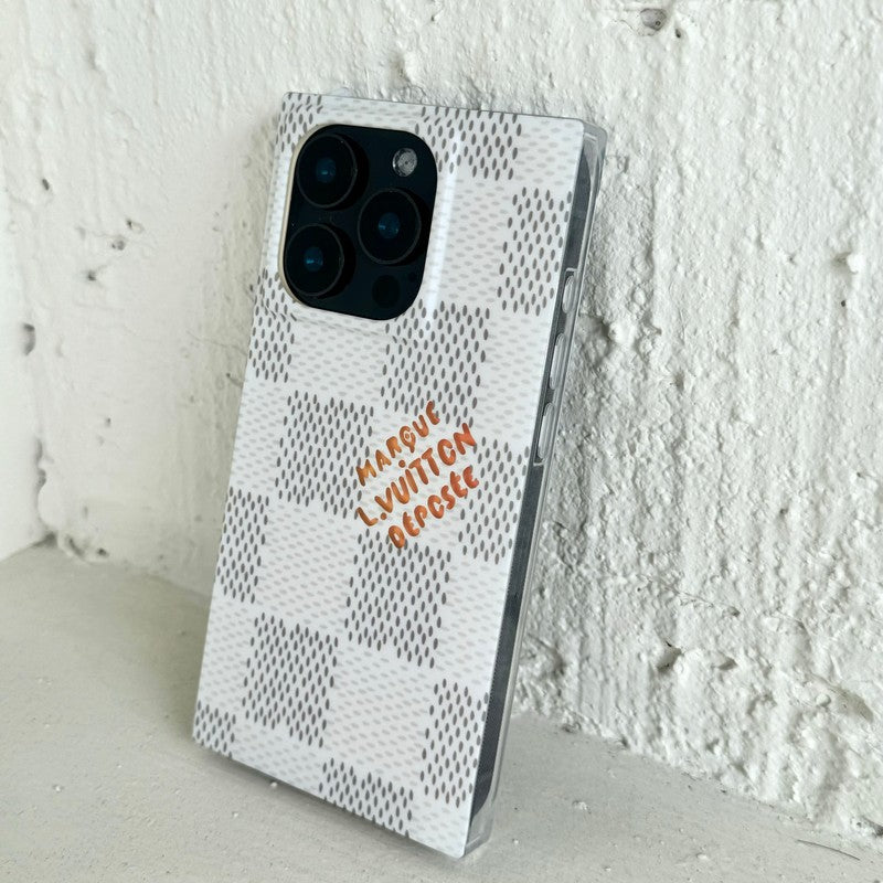 Luxusní černé<lAMP>bílé čtvercové pouzdro na iPhone