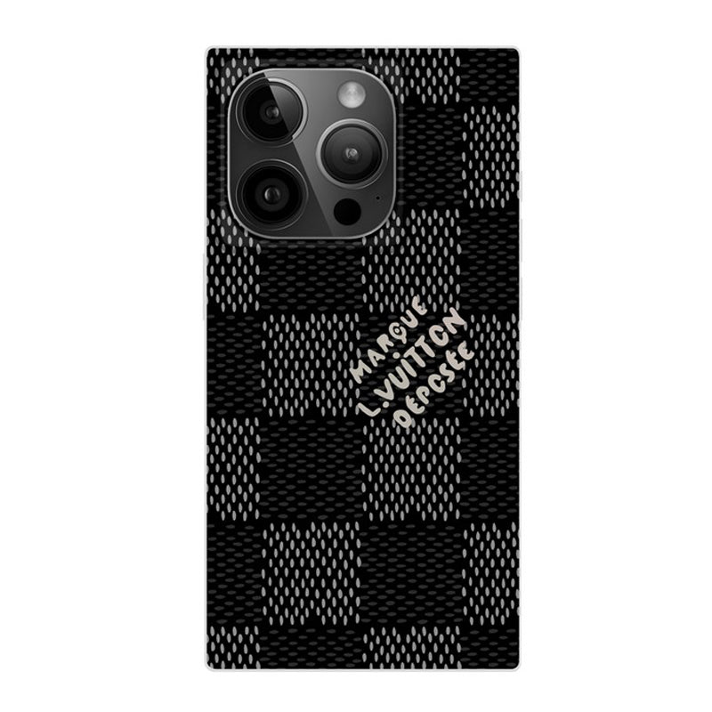 Luxusní černé<lAMP>bílé čtvercové pouzdro na iPhone