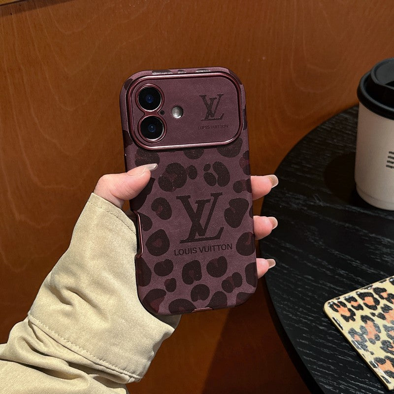 Luxusní hnědé & fialové kožené pouzdro na iPhone