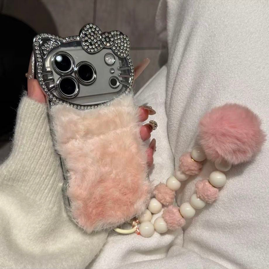 الراقية المخصصة الفاخرة الماس - حالة الهاتف القطيفة مطعمة