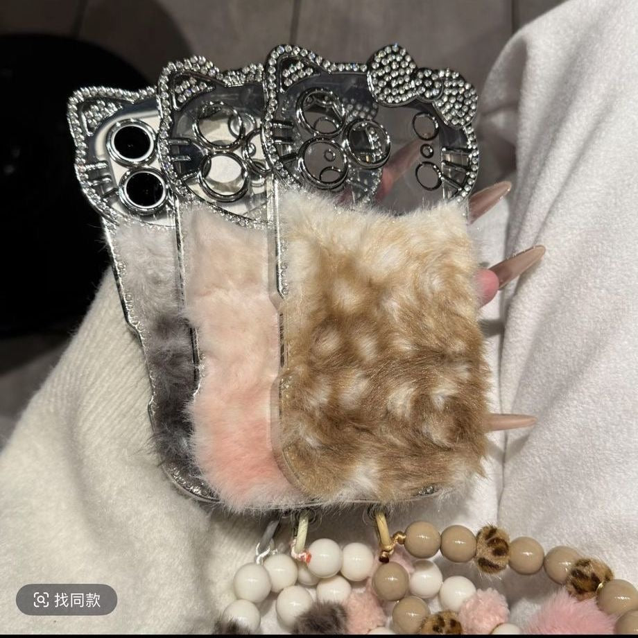 الراقية المخصصة الفاخرة الماس - حالة الهاتف القطيفة مطعمة