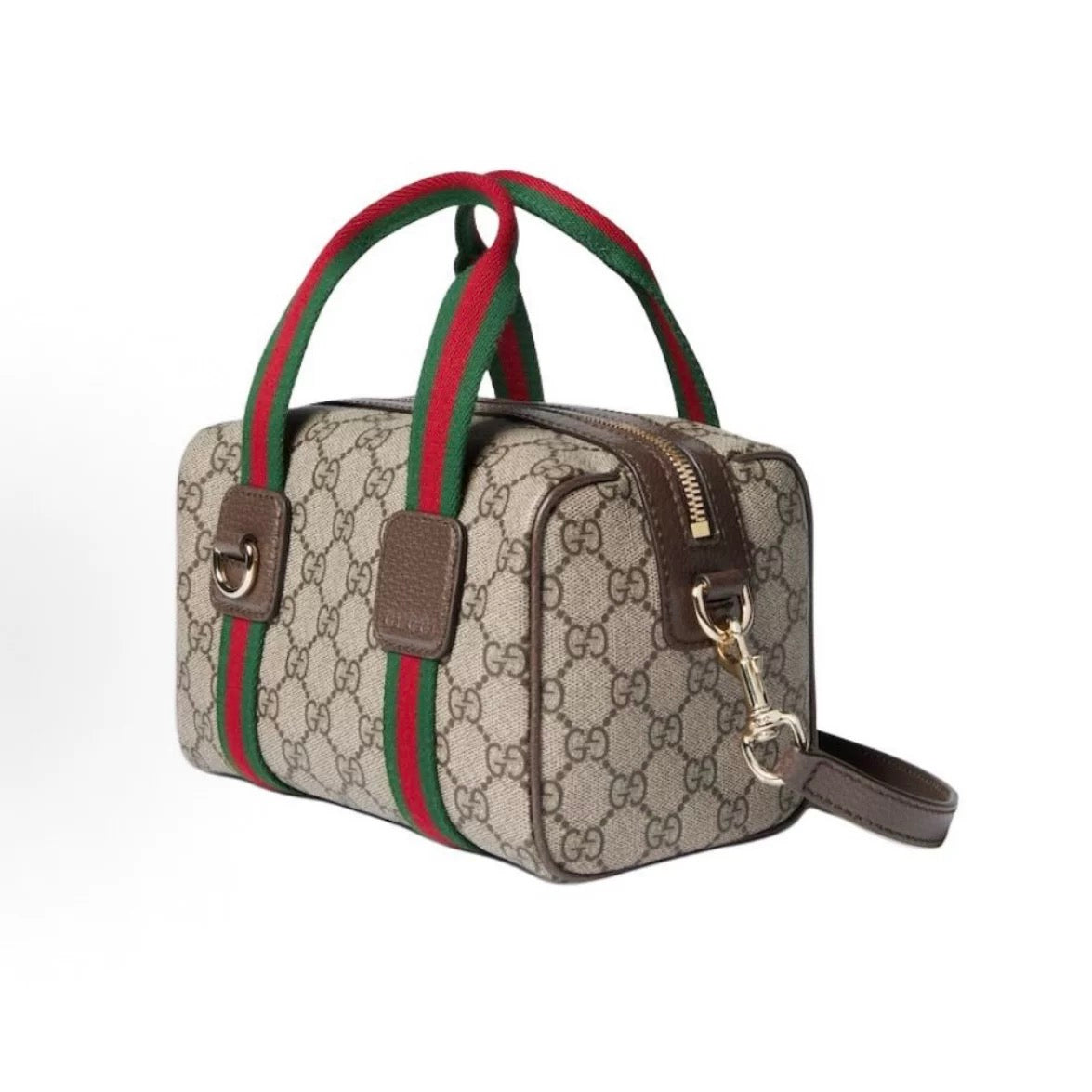 Vintage Print Mini Leather Boston Top Handle Bag