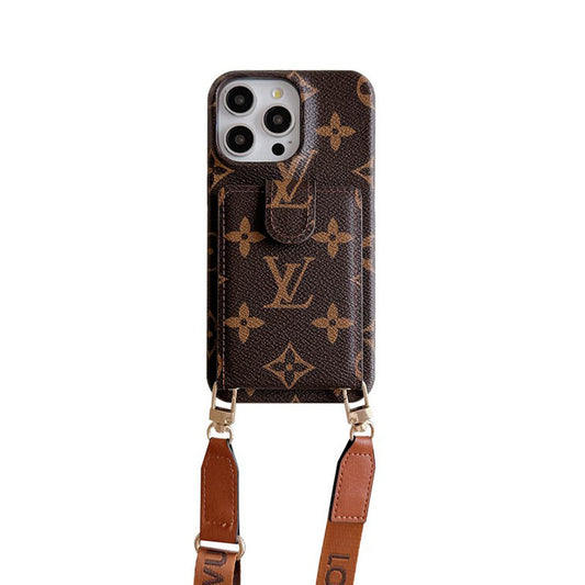 Lyxig kortväska Crossbody Chain iPhone-fodral