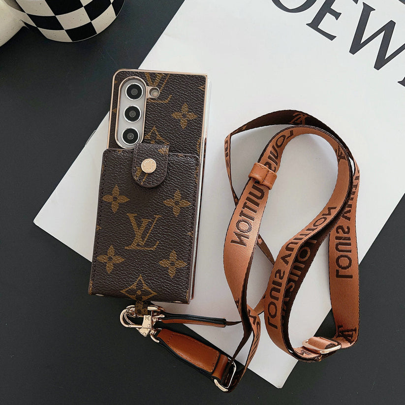 LUXUSNÍ ELEKTROPLICOVACÍ MONOGRAMOVÝ DRŽÁK KARTY CROSSBODY SAMSUNG Z FOLD POUZDRO