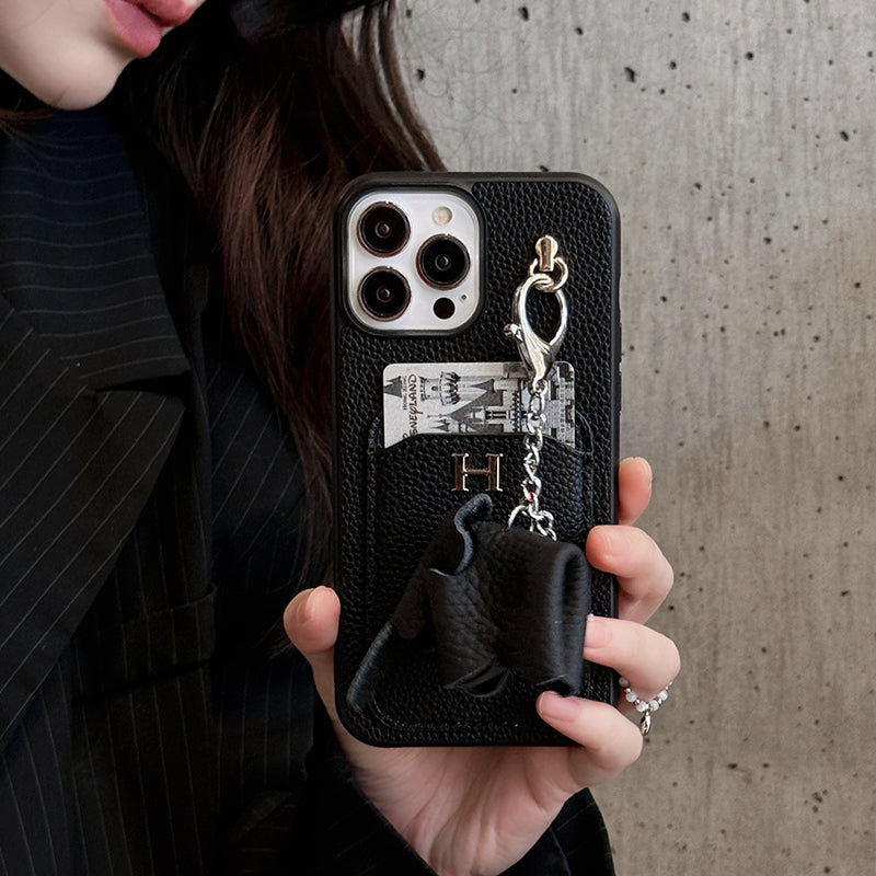 Kožené pouzdro na iPhone s přívěskem H Card Holder
