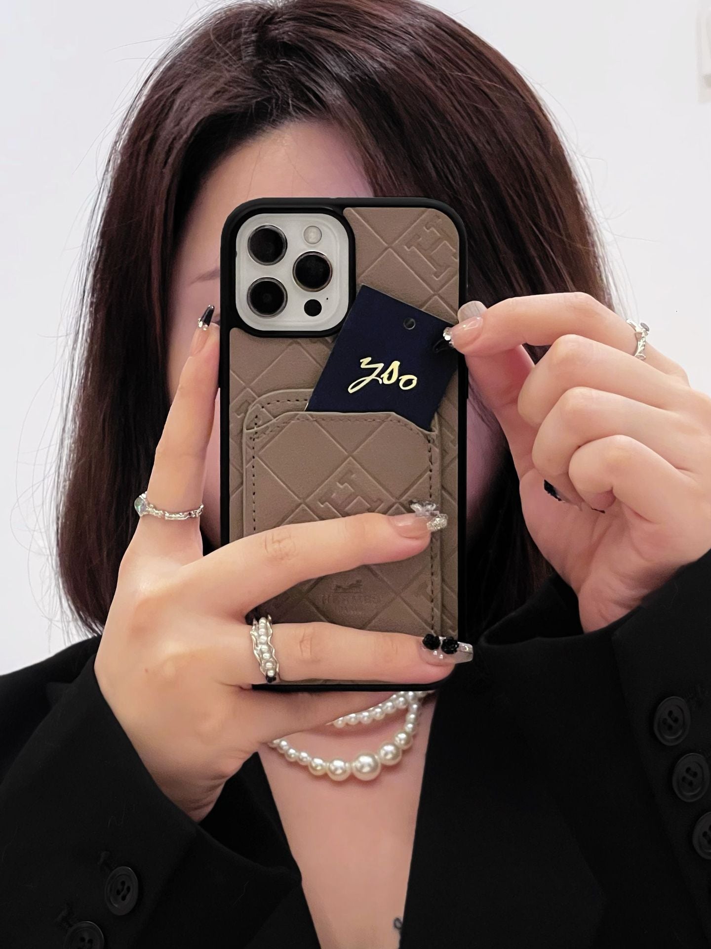 H Kožený držák karet na iPhone