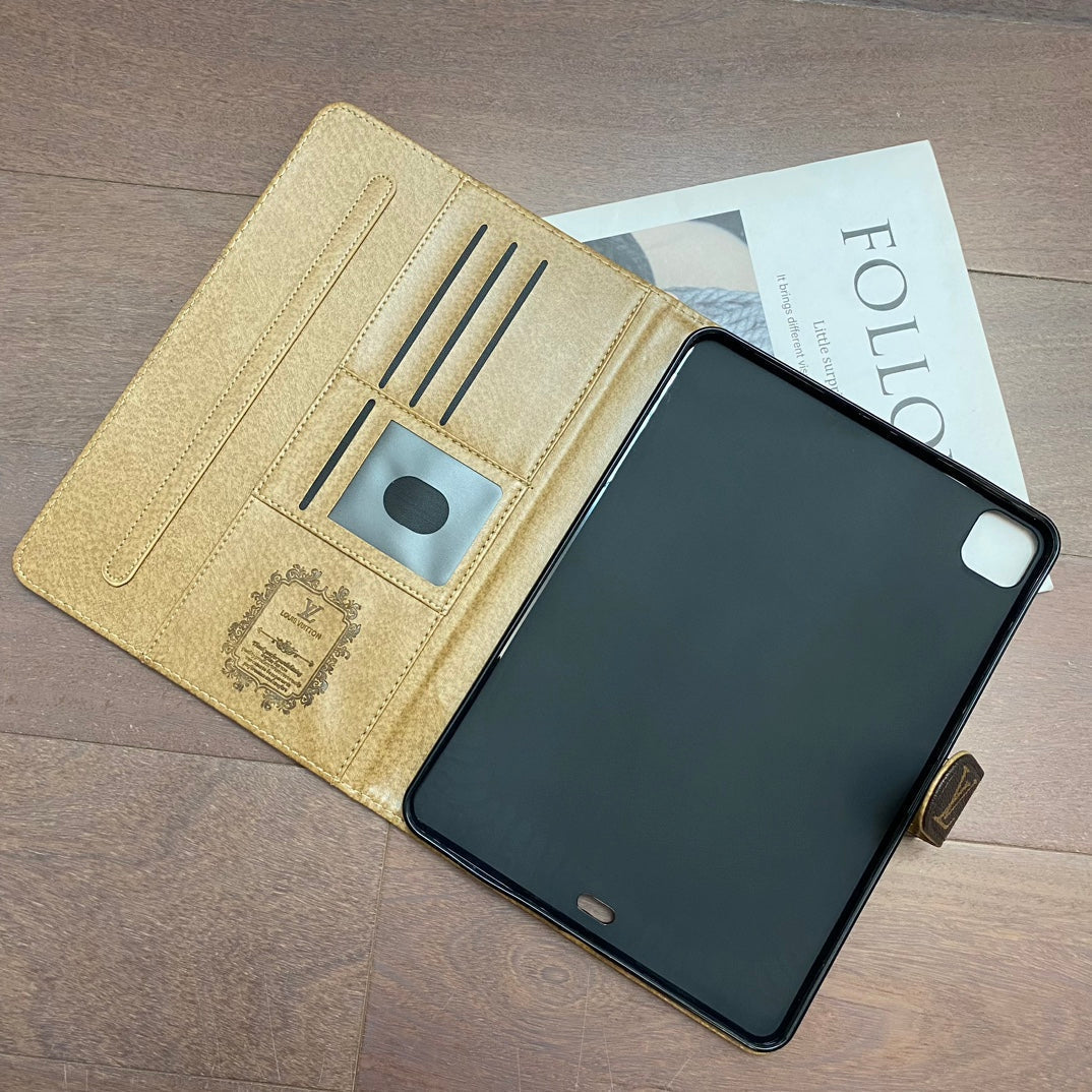 럭셔리 캔버스 모노그램 가죽 산뜻한 여름 테마 패턴 Apple iPad 케이스
