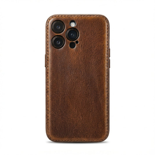 Handgjorda grönsaksgarvat iPhonefodral i läder – Vintage Patina Edition
