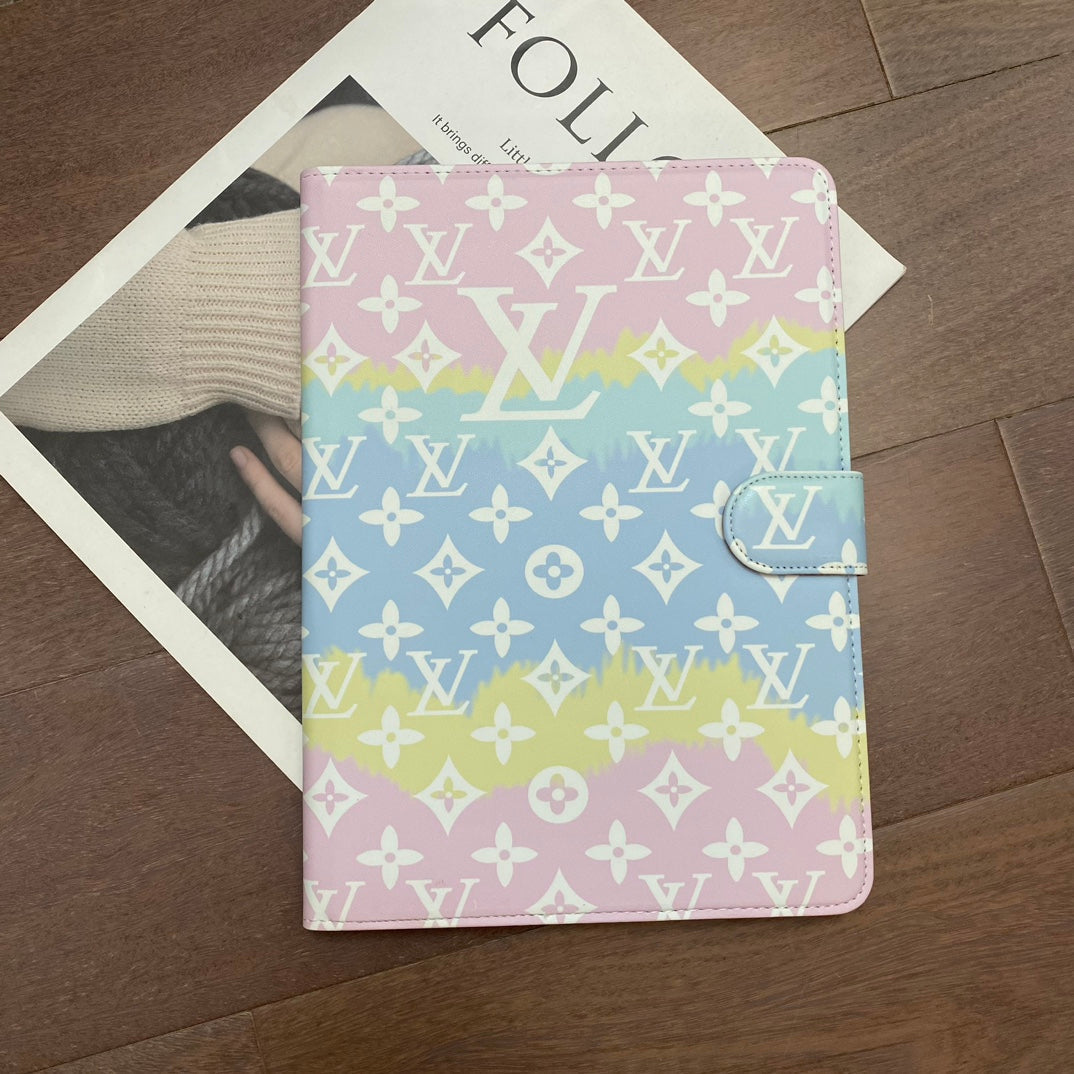 Luxusní Canvas Monogram Kůže Fresh Summer Theme Pattern Pouzdro Apple iPad Black