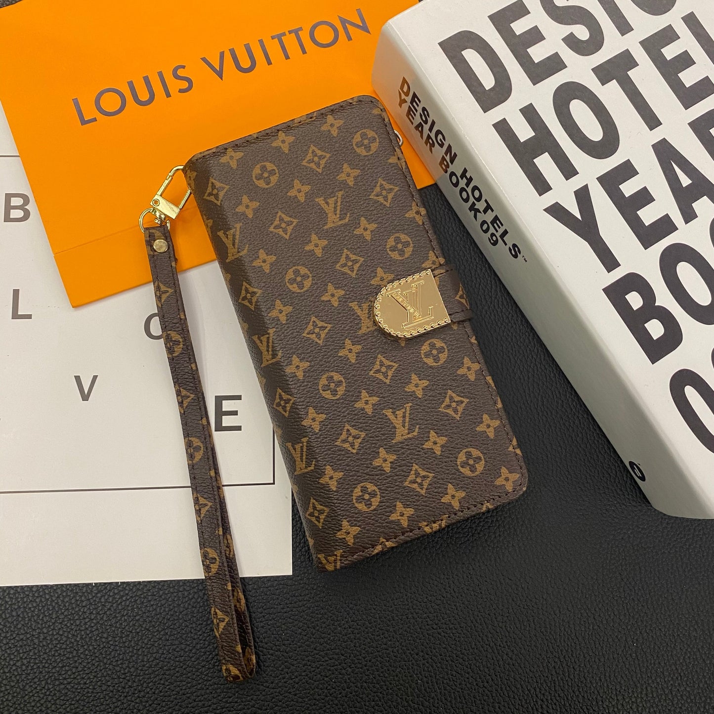 MONOGRAM PLÁTNĚ KOŽENÁ PENĚŽENKA POUZDRO NA MOBIL NA MOBIL SAMSUNG