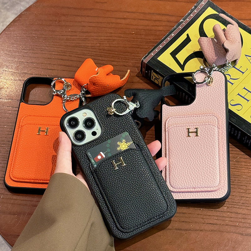 Kožené pouzdro na iPhone s přívěskem H Card Holder