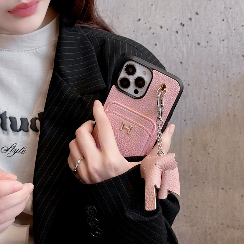 Kožené pouzdro na iPhone s přívěskem H Card Holder