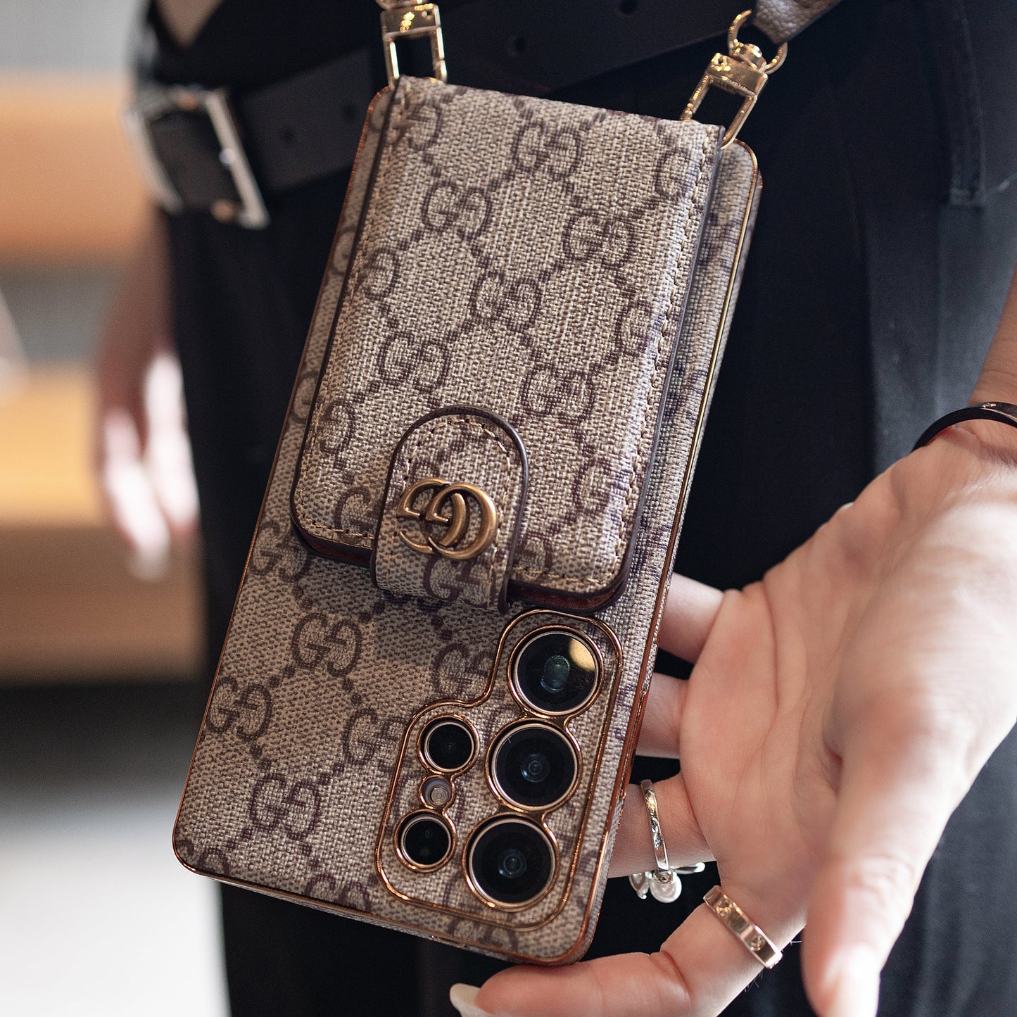 Prémiové vzorované crossbody pouzdro na telefon s odnímatelným popruhem