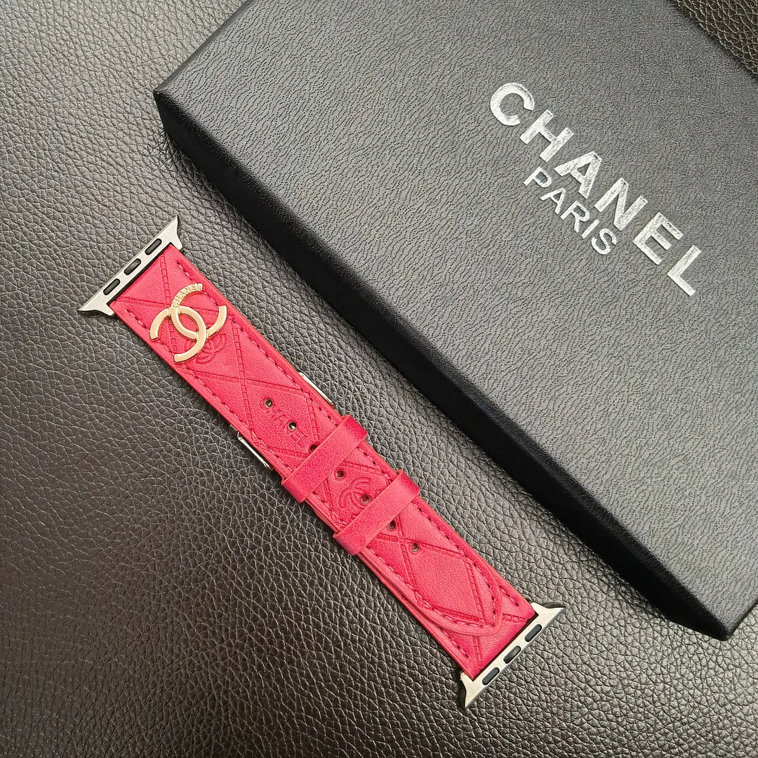 Luxusní zlatý 3D embosovaný kožený řemínek Apple Watch Monogram