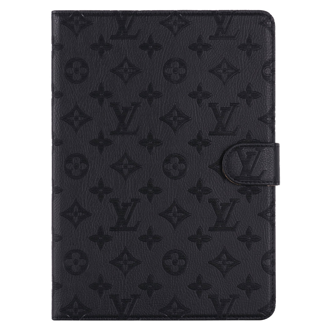 Fondina con monogramma in tela goffrata 3D Apple iPad Flip Cover con funzione di supporto