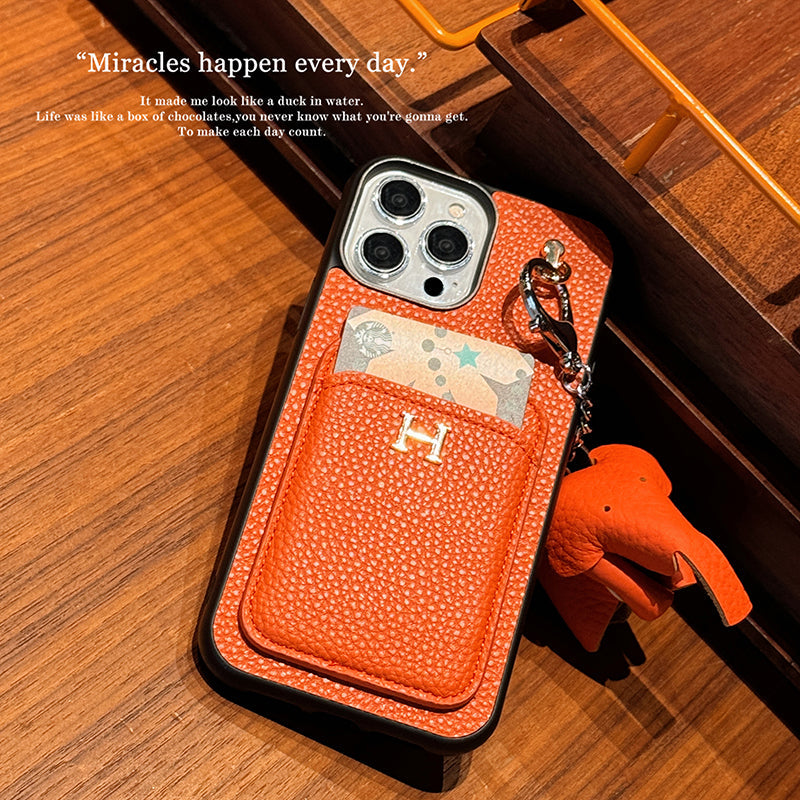 Kožené pouzdro na iPhone s přívěskem H Card Holder