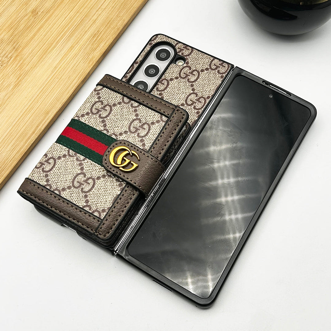 Samsung Galaxy Z Fold 6 럭셔리 패션 가죽 브랜드 케이스