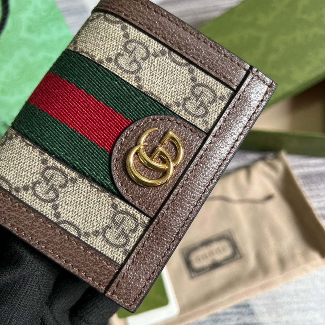 Ophidia Premium Card Case Wallet Supreme Canvas Beige For Women‎ 4,3in/11cm 523155 96IWG 8745