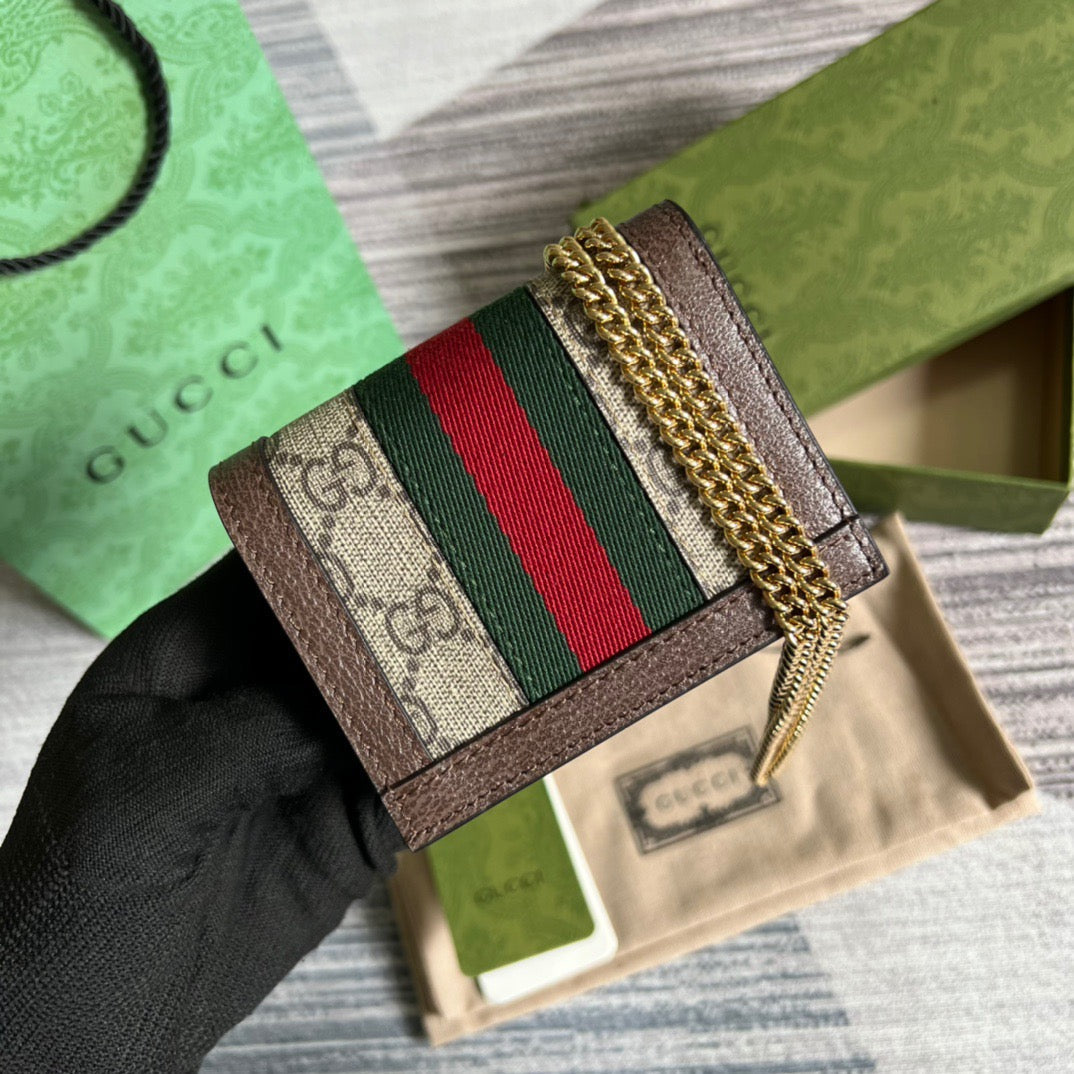 Ophidia Premium Card Case Wallet Supreme Canvas Beige For Women‎ 4,3in/11cm 523155 96IWG 8745