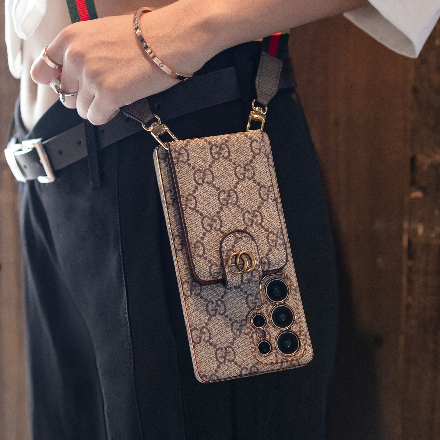 Prémiové vzorované crossbody pouzdro na telefon s odnímatelným popruhem