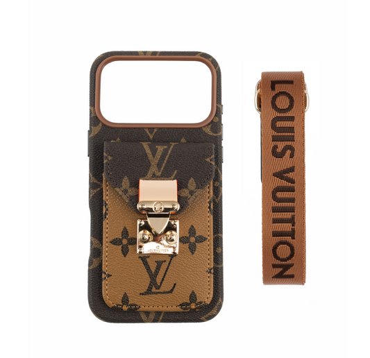 Custodia per iPhone con tasca per carte in pelle di ispirazione lussuosa