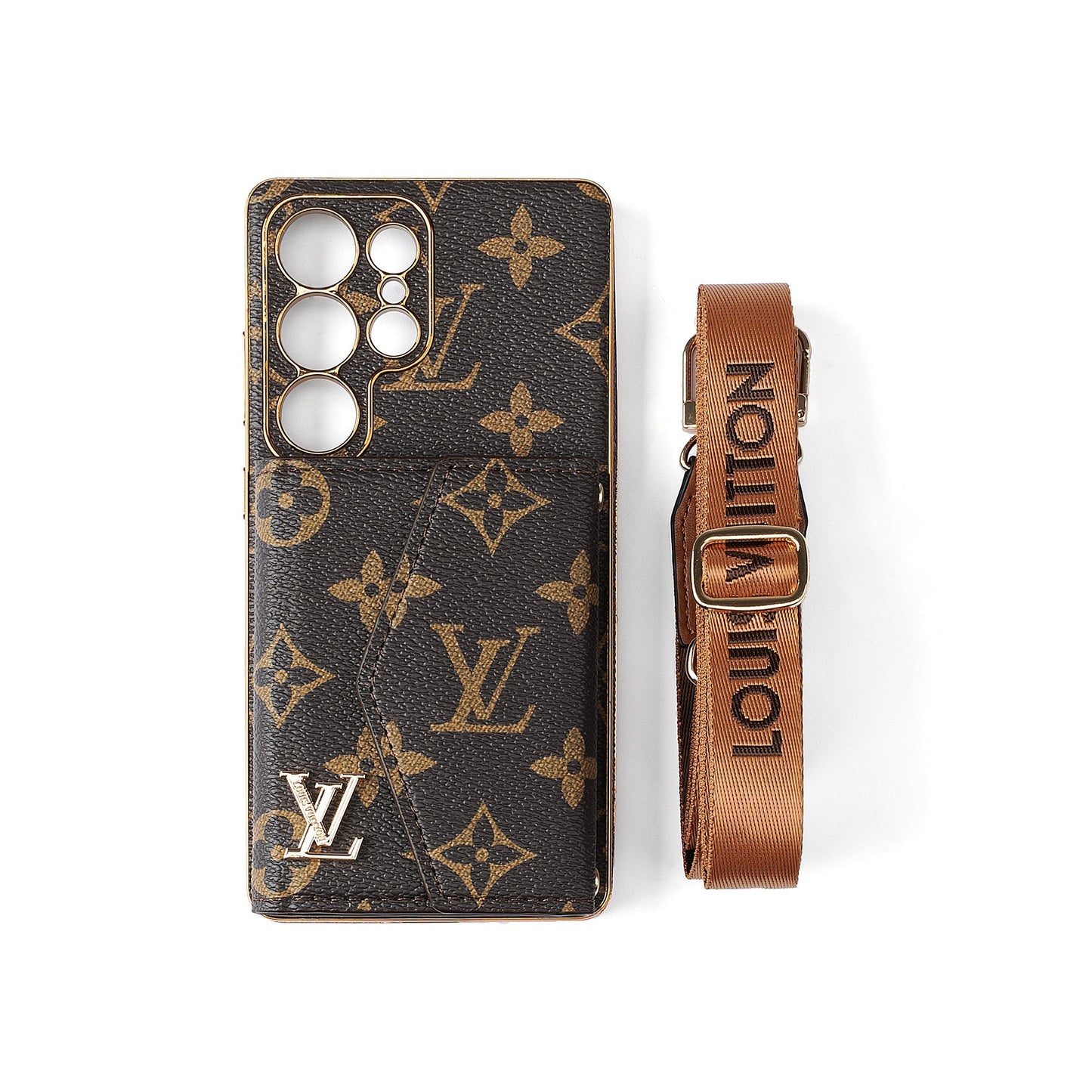 Avanceret Samsung telefontaske i læder med pung og rem.